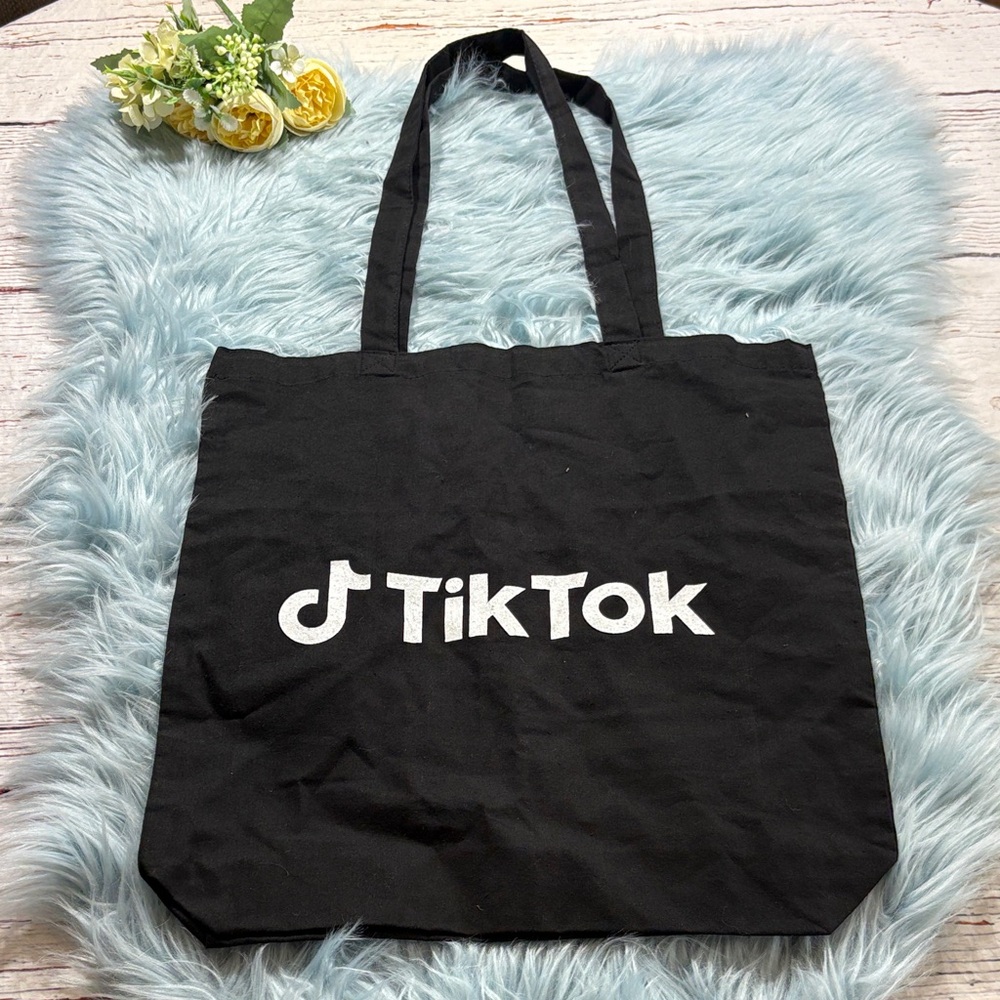 TikTok Black White Logo Tote Bag